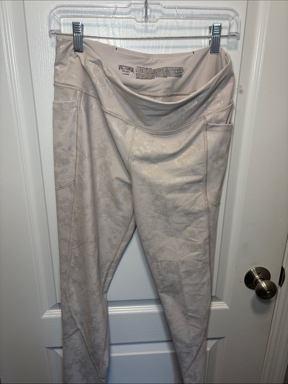 Victoria's Secret Cream Metallic High-Rise Leggings